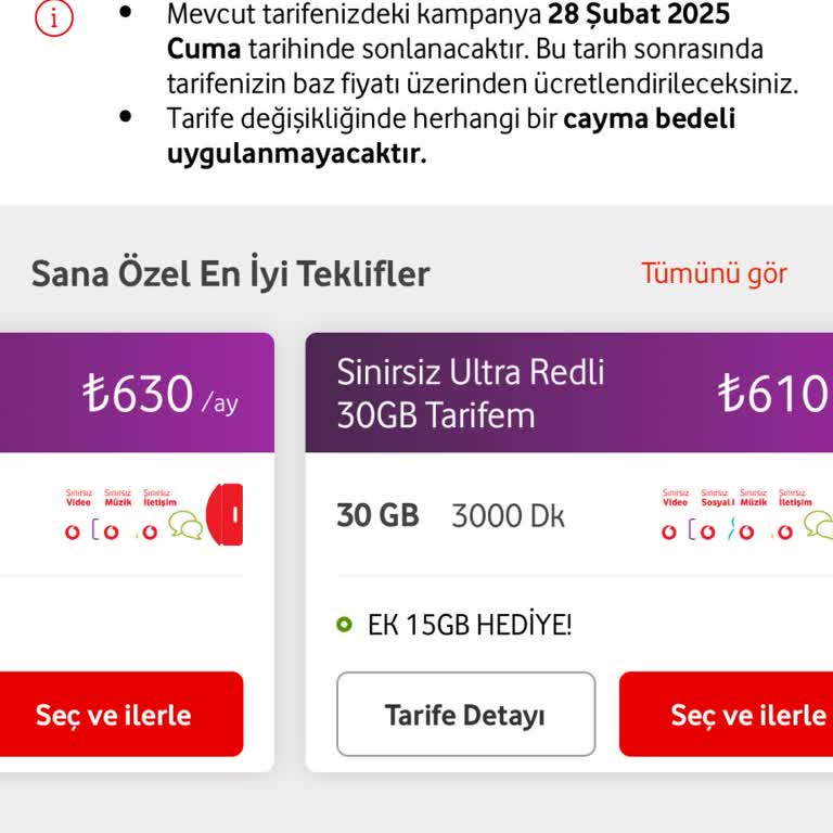 Vodafone Tarifelerinde Fahiş Fiyat Artışı