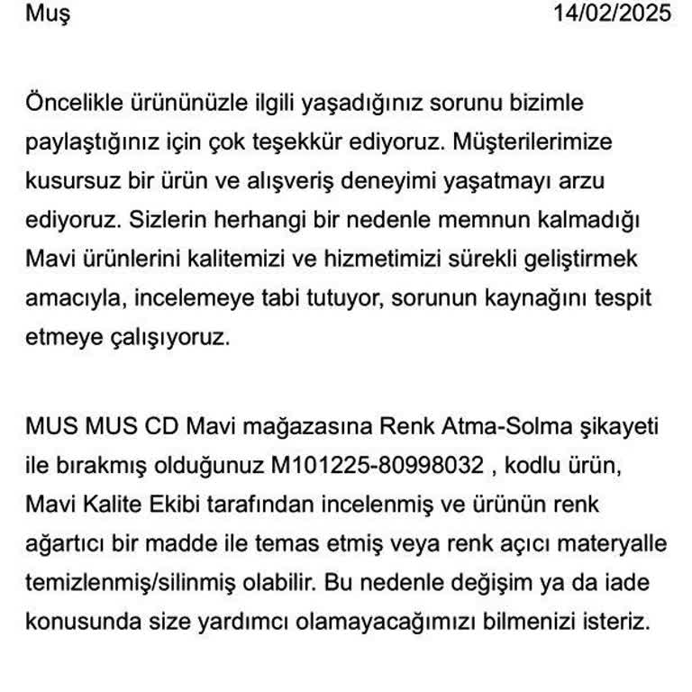 Mavi'nin Hatalı Ürün Suçlaması: Pantolon Ağarma Sorunu