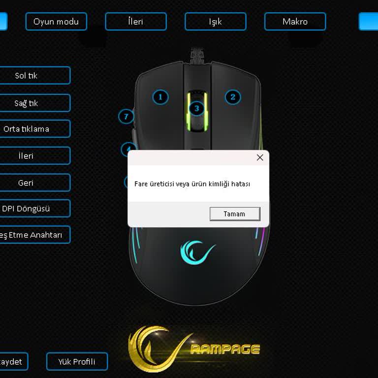 Rampage SMX-R33 Mouse Yazılımında Ters Yön Hatası