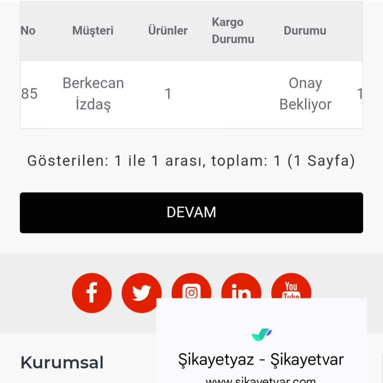 Evshop Mobil Uygulama Sipariş Sorunu