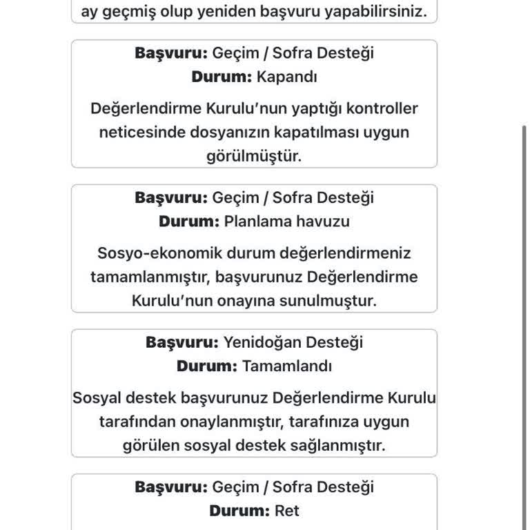 Sosyal Yardım Başvurumun Sonuçlanmaması
