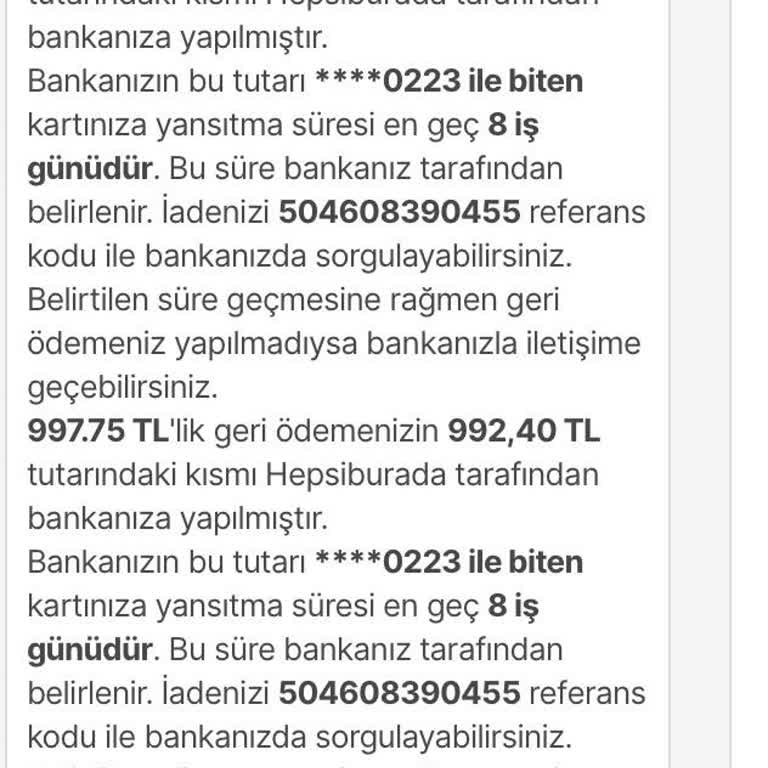 İade Sürecinde Yaşanan Sorun