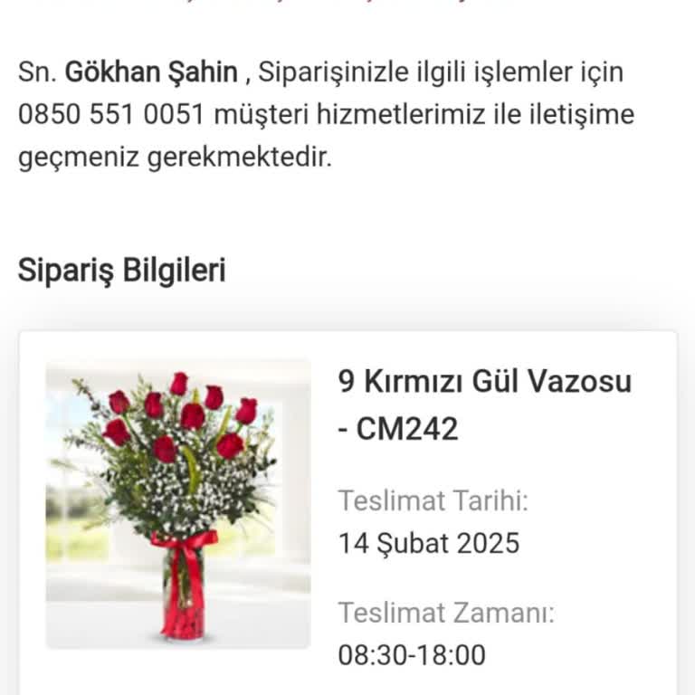 14 Şubat Çiçek Siparişi Teslim Edilmedi Müşteri Hizmetleri Cevapsız