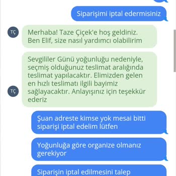 Taze Çiçek'ten Teslim Edilmeyen Sipariş Ve İade Sorunu