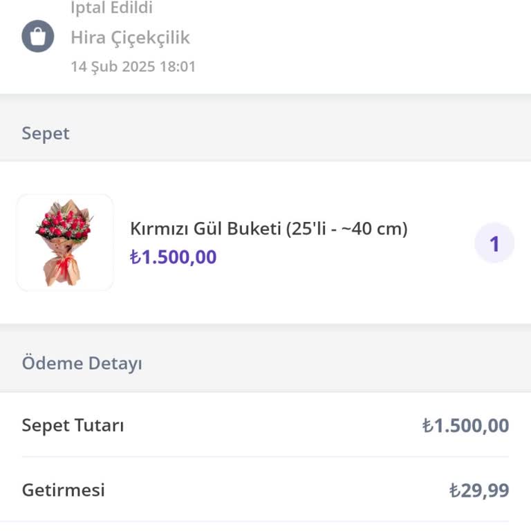 Teslim Edilmeyen Sipariş