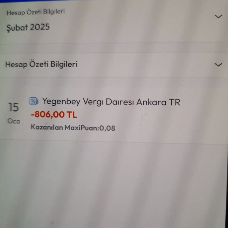 Ankara Yeğenbey Vergi Dairesi'nden İzinsiz Kredi Kartı Çekimi