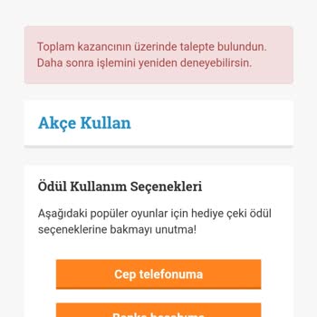 Ödeme Talebinde Sürekli Hata Mesajı Alıyorum