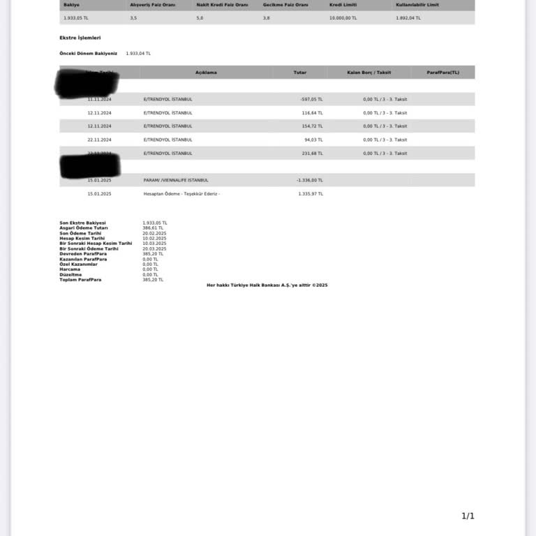 İptal Edilen Alışverişin Ekstrede Görünmesi