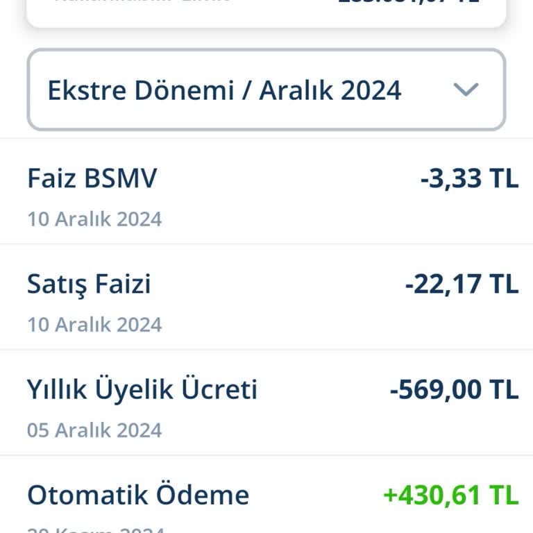 Haksız Kart Aidatı İadesi Talebi