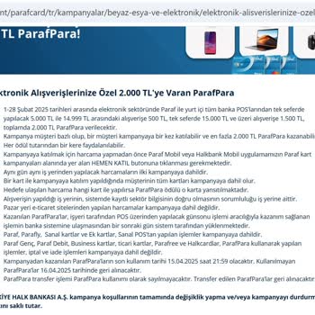 Halkbank Kampanya Koşullarına Uymuyor