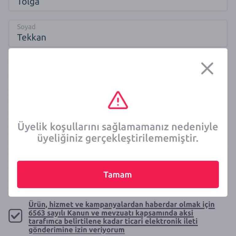 Üyelik Hatası: Tiktaka'ya Katılamıyorum!