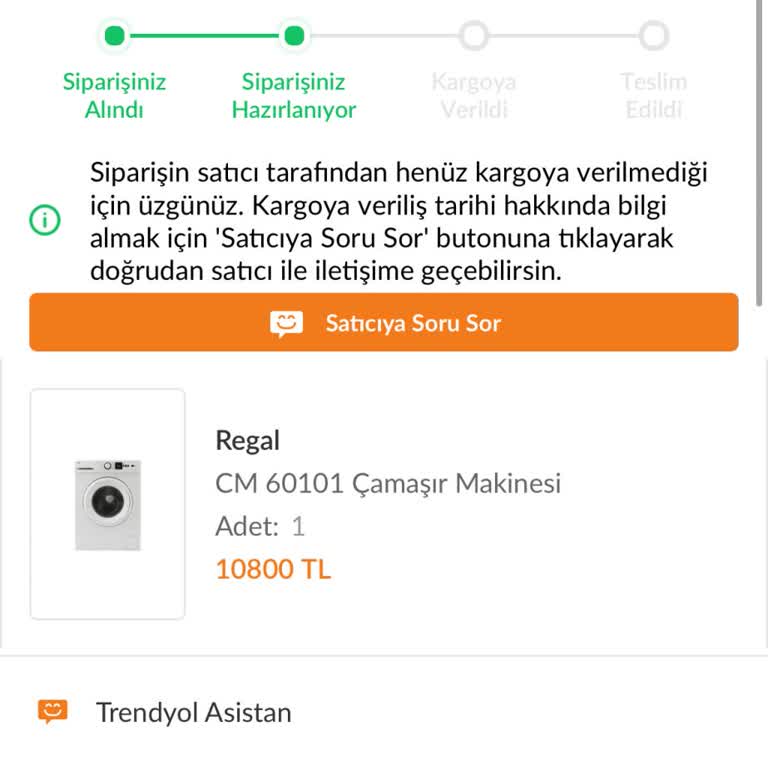 Trendyol'dan Aldığım Çamaşır Makinesi Hala Gelmedi Ve İptal Edilemiyor!