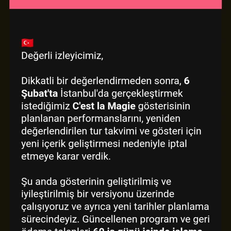 İptal Edilen Gösteri Ve Ulaşılamayan Müşteri Hizmetleri