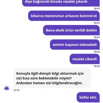 Eksik Ürün Teslimatı Ve Kuryenin Saldırgan Davranışı