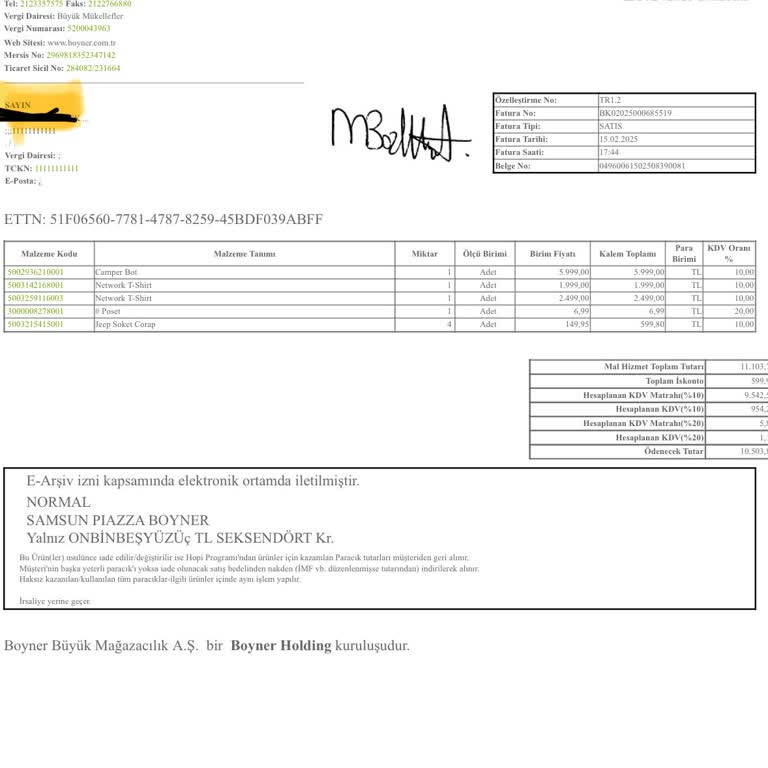 Hediye Çoraplar Faturada Gösteriliyor