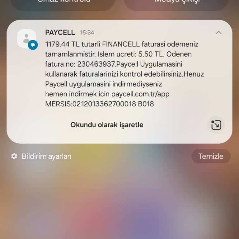 Paycell'den Bilinmeyen Mesaj Ve Ödeme Sorunu