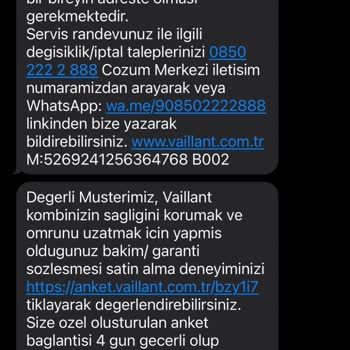 Vaillant Teknik Servis Randevu Sorunu!