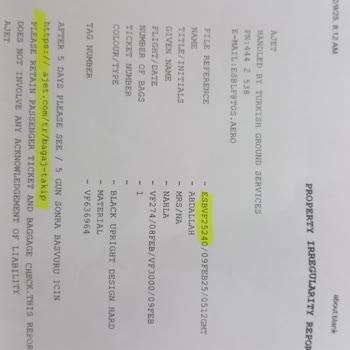 Ajet Havayolları'nda Kaybolan Ve Çalınan Eşyalar