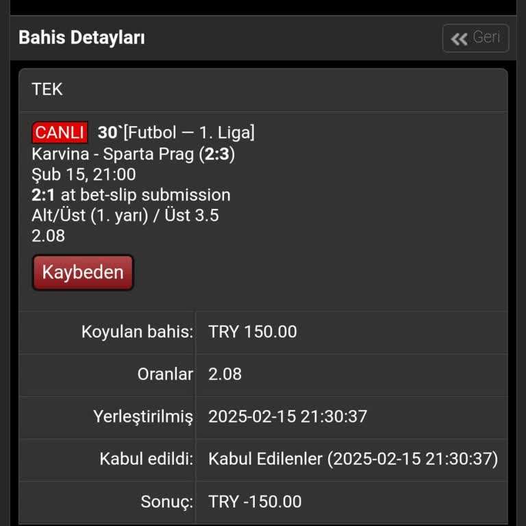 Bahis Sitesinde Para Kaybı Şikayeti