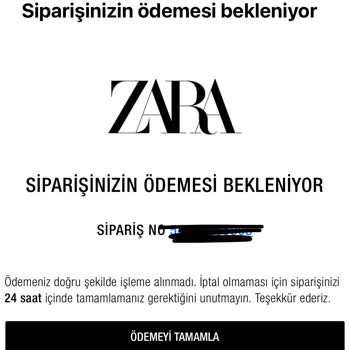 Zara Siparişinde Ödeme Sorunu
