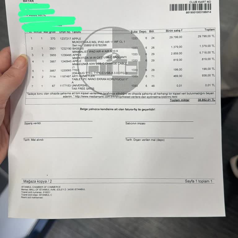 Yanlış Fatura İle Tax Free Mağduriyeti