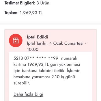 Boyner'den İptal Edilen Siparişin İadesi Yapılmıyor