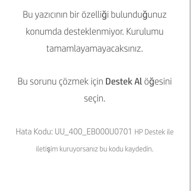 HP Yazıcı Kurulumunda Kayıt Hatası
