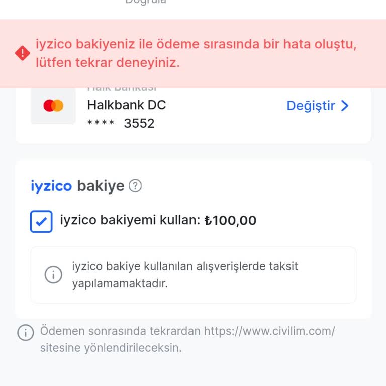 Iyzico Bakiyesi Kullanılamıyor Sorunu
