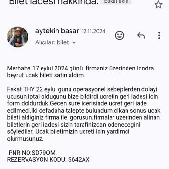 İptal Edilen Uçuşun Bilet İadesi Sorunu