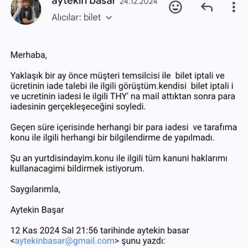 İptal Edilen Uçuşun Bilet İadesi Sorunu