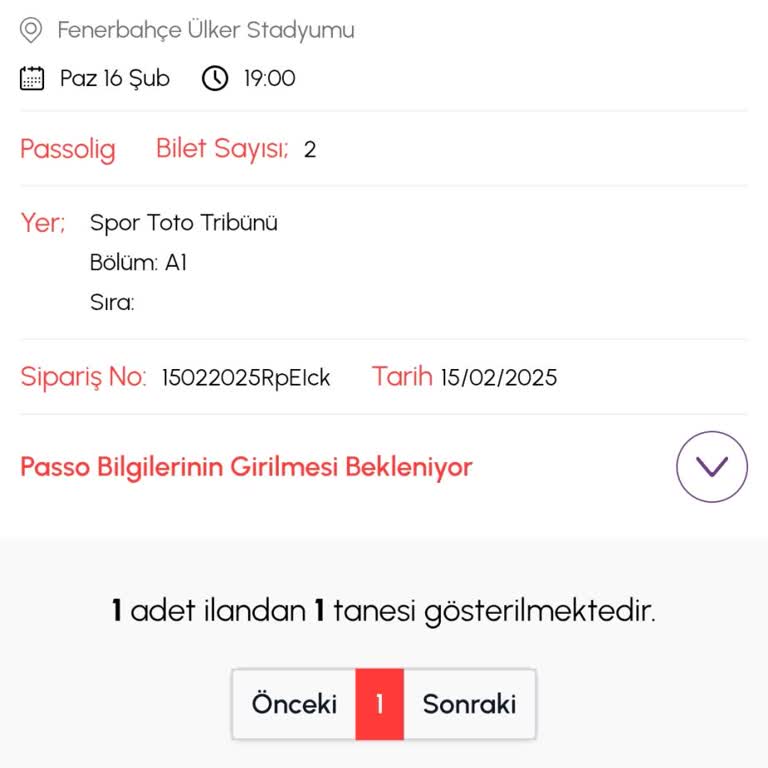 Passo Uygulamasında Bilet Sorunu