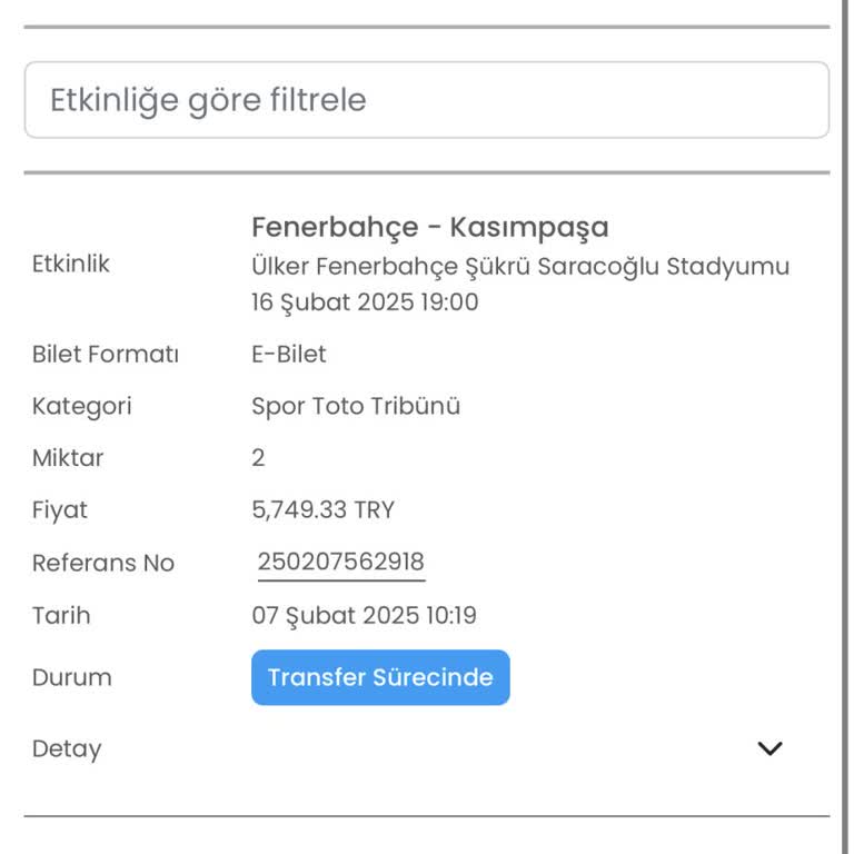 Bilet Transfer Sürecinde Yaşanan Sorun