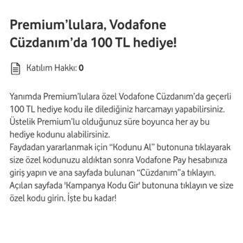 Vodafone Cüzdan Hediye Kodu Sorunu