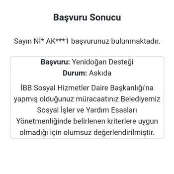 Yenidoğan Destek Paketi Başvurum Haksızca Reddedildi