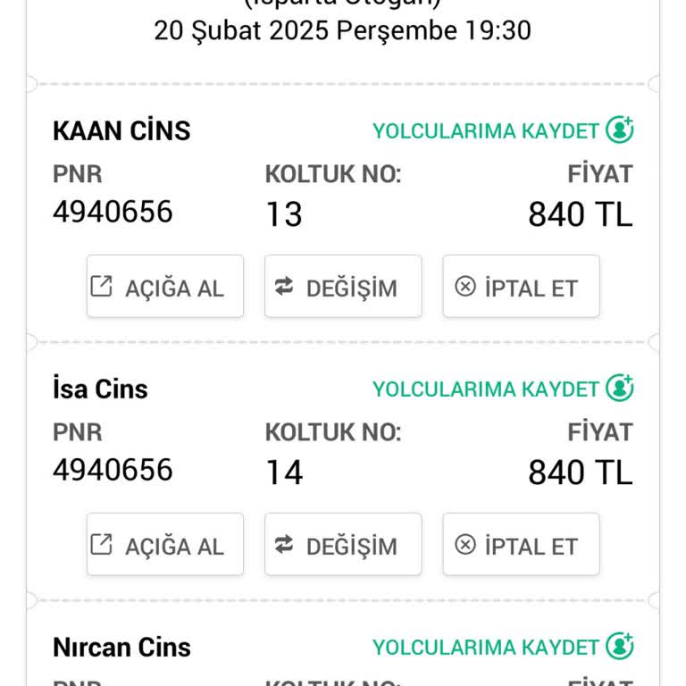 Emekli İndirimi Uygulanmayan Yolculuk