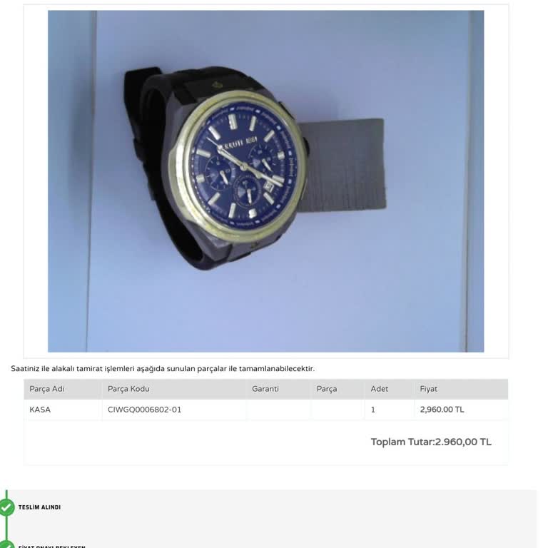 Cerruti 1881 Saatimdeki Garanti Sorunu