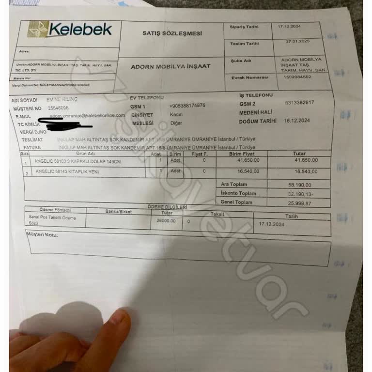 Üç Aydır Teslim Edilmeyen Mobilya Siparişi