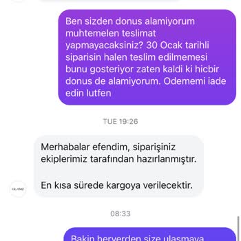 Glamz Türkiye'den Sipariş Verdiğim Ürünler Halen Kargoya Verilmedi