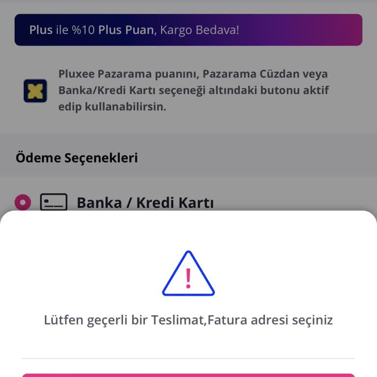 Ödeme Aşamasında Adres Sorunu