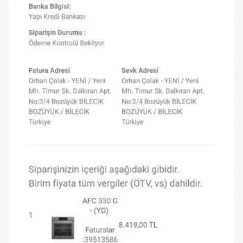 Teslim Edilmeyen Ankastre Fırın Ve İade Talebi