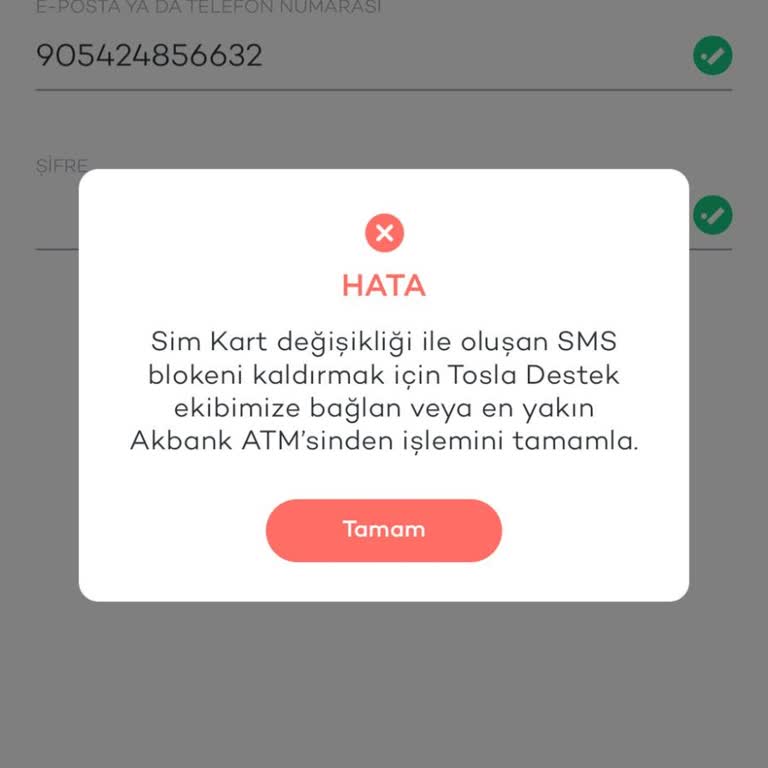 Tosla Uygulamasında Sim Kart Blokesi Sorunu