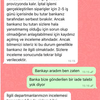 İade Edilmeyen Para Ve Yetersiz Müşteri Hizmeti