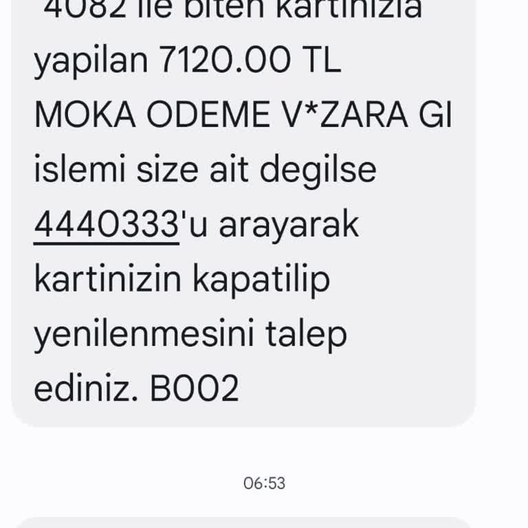 Zara Giyim'de İzinsiz Kredi Kartı Kullanımı