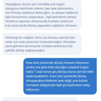 Koltuk Numarası Değişikliği Mağduriyeti