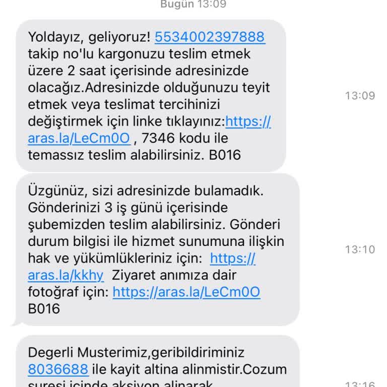 Aras Kargo'nun Yanıltıcı Teslimat Mesajları