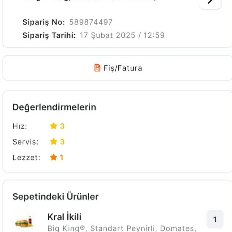 Burger King Siparişi Hayal Kırıklığı Yarattı