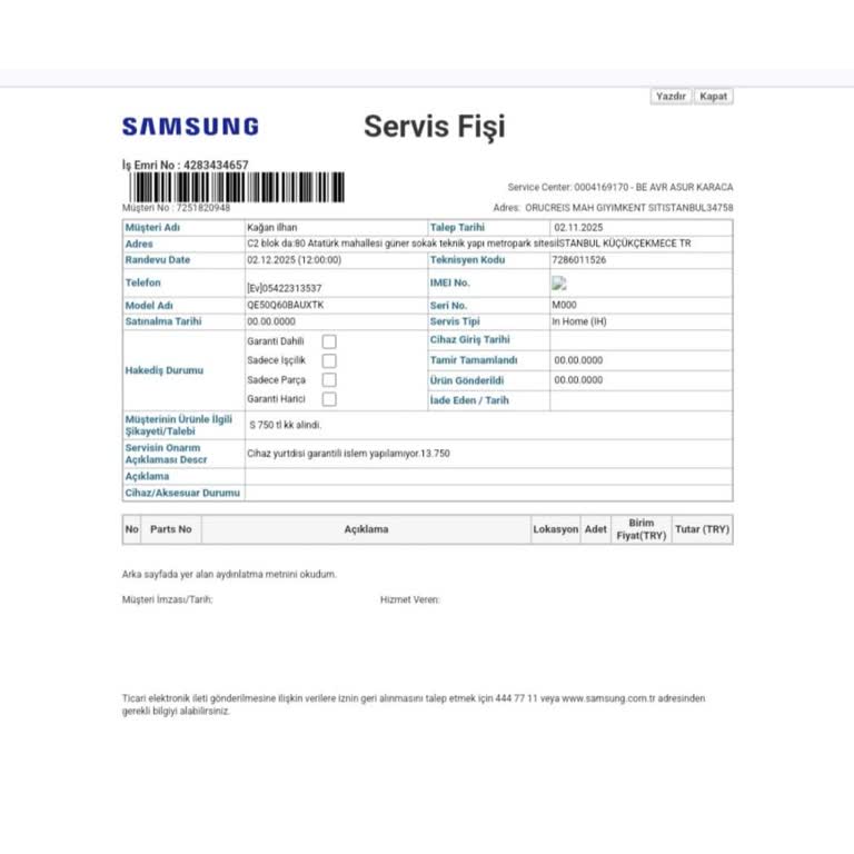 Yurt Dışı Alışverişi Mağduriyeti: Samsung TV Garanti Sorunu