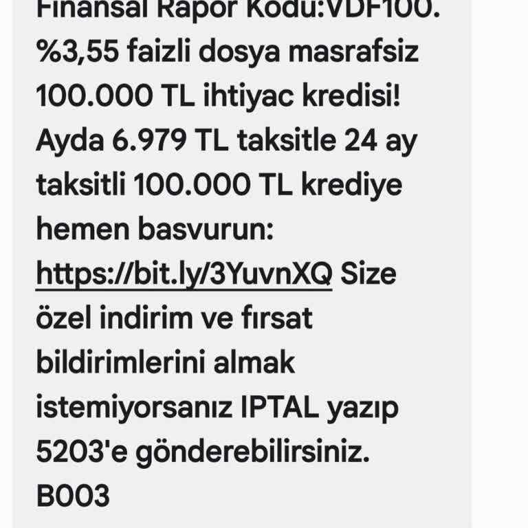 Vodafone'dan Gelen Şüpheli Kredi Mesajı Ve Yanıltıcı Yönlendirme