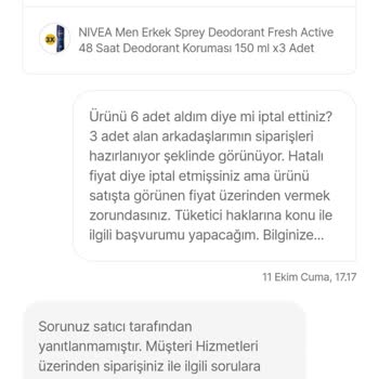 Hepsiburada & Nivea Bestellung storniert, obwohl andere das Produkt erhielten