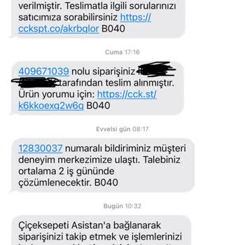 Çiçek Siparişim Teslim Edilmedi, İade Ve Şikayet Talep Ediyorum